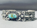Silverwork Genius Vintage Native American Navajo Turquoise Sterling Silver Repoussed Bracelet-Nativo Arts