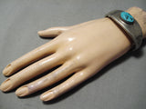 Exquisite Vintage Navajo Sleeping Beauty Turquoise Sterling Silver Bracelet Native American-Nativo Arts