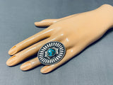 Stunning San Felipe Morenci Turquoise Sterling Silver Ring-Nativo Arts