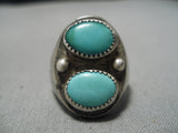 Wonderful Vintage Native American Navajo Green Turquoise Sterling Silver Ring-Nativo Arts