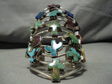 Largest Best Vintage Native American Navajo Turquoise Fetish Sterling Silver Bracelet Old-Nativo Arts
