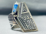 One Of The Best Most Intricate Vintage Native American Navajo Lapis Sterling Silver Ring-Nativo Arts
