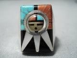 Best Important Vintage Native American Zuni Turquoise Inlay Sterling Silver Spinner Ring-Nativo Arts