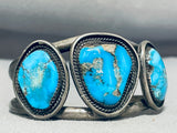Important Mine Vintage Native American Navajo Turquoise Mountain Sterling Silver Bracelet-Nativo Arts