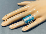 One Of The Best Vintage Native American Navajo Turquoise Inlay Sterling Silver Ring-Nativo Arts