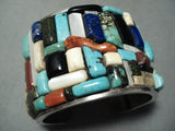 One Of The Best Ever Vintage Native American Navajo Turquoise Inlay Sterling Silver Bracelet-Nativo Arts