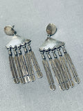 Fabulous Vintage Native American Navajo Sterling Silver Feather Pendant Earrings-Nativo Arts