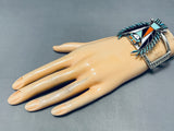 One Of The Best Vintage Native American Zuni Turquoise Inlay Sterling Silver Bracelet-Nativo Arts