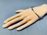 Amazing Vintage Native American Navajo Hand Tooled Sterling Silver Turquoise Bangle Bracelet-Nativo Arts