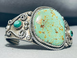 Superior Vintage Native American Navajo Green Turquoise Sterling Silver Bracelet-Nativo Arts