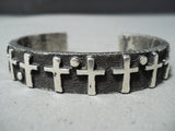 Fantastic Navajo Sterling Silver Crosses Bracelet Native American-Nativo Arts