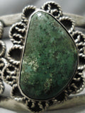 One Of The Best Vintage Native American Navajo Chrysocolla Sterling Silver Bracelet Old-Nativo Arts