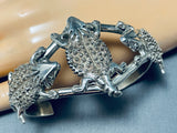 Wonderful Triple Toad Native American Navajo Sterling Silver Bracelet Cuff-Nativo Arts