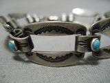 Unique Vintage Native American Navajo Pretty Blue Turquoise Sterling Silver Bracelet-Nativo Arts