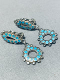 Very Rare Early 1900's Vintage Native American Zuni Turquoise Sterling Silver Earrings-Nativo Arts