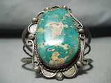 Huge Vintage Native American Navajo Green Turquoise Sterling Silver Bracelet-Nativo Arts