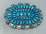 Victor Moses Begay Vintage Native American Navajo Old Kingman Turquoise Sterling Silver Pin-Nativo Arts