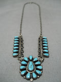 Exquisite Vintage Native American Navajo Sky Blue Turquoise Sterling Silver Boyd Necklace-Nativo Arts