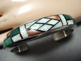 Incredibly Intricate Vintage Native American Navajo Opal Malachite Sterling Silver Bracelet-Nativo Arts