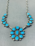 Dazzling Vintage Native American Navajo Old Kingman Turquoise Sterling Silver Necklace-Nativo Arts