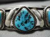 Amazing Vintage Native American Navajo Old Kingman Turquoise Sterling Silver Bracelet-Nativo Arts