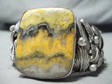 Huge San Felipe Yellow Jasper Heavy Sterling Silver Leaf Bracelet-Nativo Arts