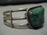 Vintage Native American Navajo Bracelet- B Woody Sterling Silver Green Turquoise-Nativo Arts