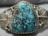 Very Rare!! Vintage Native American Navajo Lone Mountain Turquoise Sterling Silver Bracelet Old-Nativo Arts