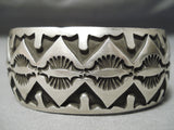 One Of The Best Deep Stamp Vintage Native American Navajo Sterling Silver Bracelet-Nativo Arts