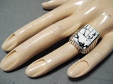 Breathtaking Native American Navajo White Buffalo Turquoise Sterling Silver Ring-Nativo Arts