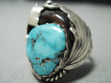 Authentic Badger Native American Navajo Turquoise Sterling Silver Ring-Nativo Arts