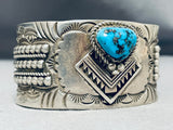 One Of The Most Unique Vintage Native American Navajo Turquoise Sterling Silver Bracelet Hvy-Nativo Arts