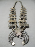 Intricate!! Vintage Native American Navajo Kachina Sterling Silver Squash Blossom Necklace Old-Nativo Arts