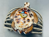 One Of The Best Ever Vintage Native American Zuni Turtle Turquoise Sterling Silver Bracelet Cuff-Nativo Arts