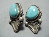 Tommy Jackson Vintage Native American Navajo Candelaria Turquoise Sterling Silver Earrings Old-Nativo Arts