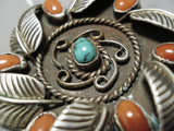 Incredible Vintage Zuni Native American Damale Turquoise Sterling Silver Pendant-Nativo Arts