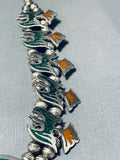 124 Gram Vintage Native American Navajo Turquoise Inlay Sterling Silver Squash Blossom Necklace-Nativo Arts