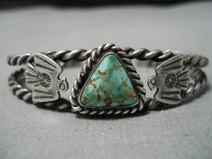 Earlier 1900's Vintage Native American Navajo Royston Turquoise Sterling Silver Bracelet Old-Nativo Arts
