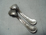 Authentic Kennet Begay (d.) Vintage Native American Navajo Sterling Silver Salt Pepper Spoons-Nativo Arts