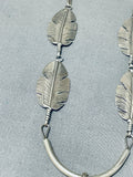 Huge Important Vintage Native American Navajo Sterling Silver Feather Tier Necklace-Nativo Arts