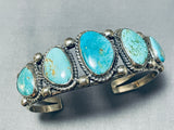 Tremendous Vintage Native American Navajo 5 Turquoise Sterling Silver Bracelet-Nativo Arts