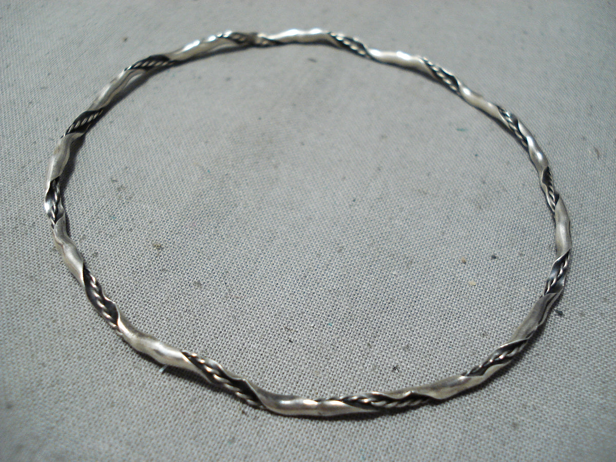 Cool Vintage Navajo Sterling Silver Twist Bangle Bracelet Native Ameri ...