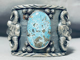 Remarkable San Felipe Pilot Mountain Turquoise Sterling Silver Huge Bracelet-Nativo Arts