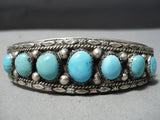Excellent Vintage Navajo Turquoise Sterling Silver Bracelet Old Native American-Nativo Arts