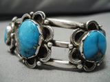 Quality Vintage Native American Navajo Blue Diamond Turquoise Sterling Silver Bracelet-Nativo Arts