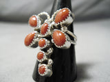 Incredible Zuni Coral Sterling Silver Butterfly Ring Native American-Nativo Arts