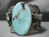 Huge Native American Spiderweb Turquoise Sterling Silver Lizards Bracelet Cuff-Nativo Arts
