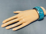Native American One Of The Best Ever Vintage Navajo Turquoise Channel Sterling Silver Bracelet-Nativo Arts