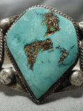 Stunning Vintage Native American Navajo 3-stone Royston Turquoise Sterling Silver Bracelet Old-Nativo Arts