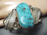 Freddy Guerro Vintage Native American Navajo Carico Lake Turquoise Sterling Silver Bracelet-Nativo Arts